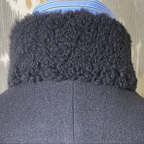 Ralph Lauren Black Wool Flannel Lamb Fur Trimmed Passementerie Military Jacket - Picture 11 of 17